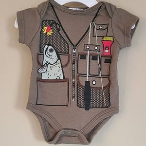 Green fishing short sleeved onesie/bodysuit